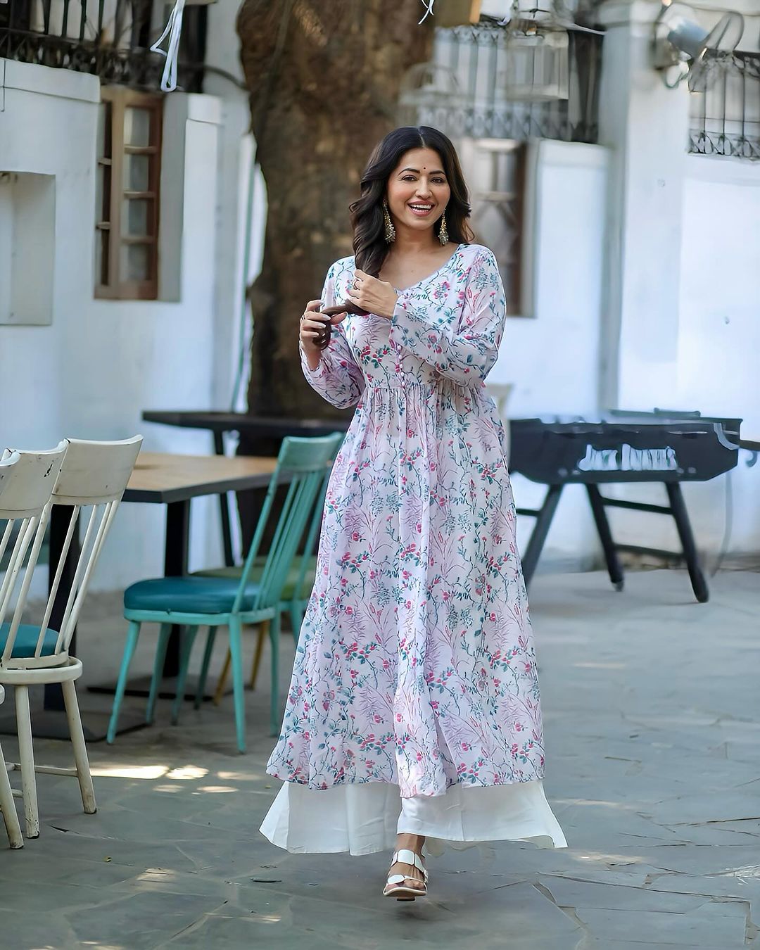 Indian Tv Actress Ridheema Tiwari Stills in White Color Dress